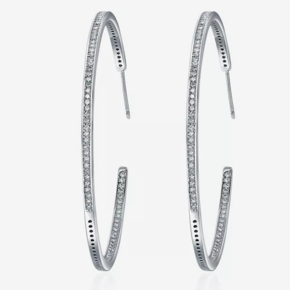 HOOP INSIDE OUT AAA ZIRCONIA PAVE' EARRINGS - Picture 3 of 5